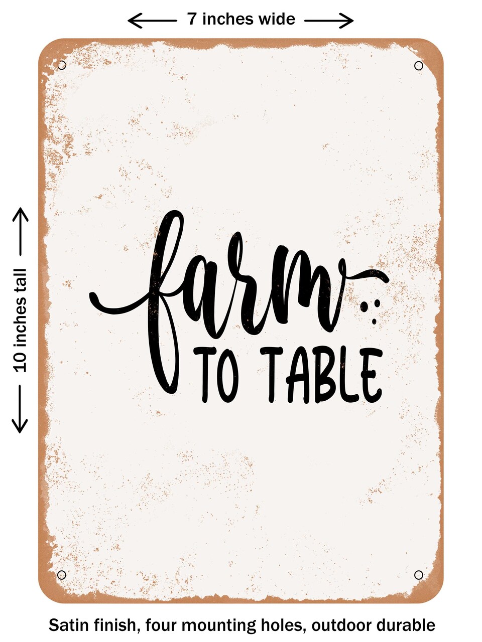 DECORATIVE METAL SIGN - Farm to Table - 2 - Vintage Rusty Look